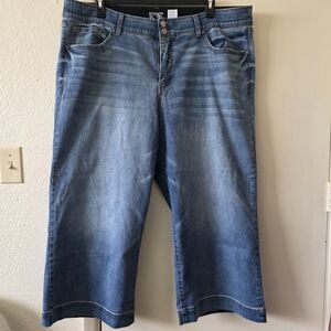 Terra&Sky Women's EUC Size 22W High Rise Capri Cropped Jeans Medium Wash Stretch